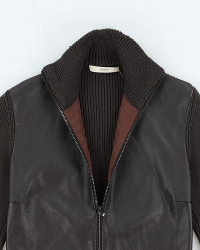 Vintage Prada Leather Knit Jacket - S