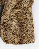 Vintage J Percy Leopard Print Oversized Faux Fur Coat - S