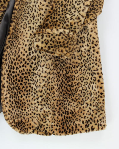 Vintage J Percy Leopard Print Oversized Faux Fur Coat - S