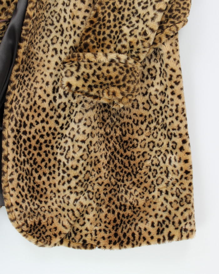 Vintage J Percy Leopard Print Oversized Faux Fur Coat - S