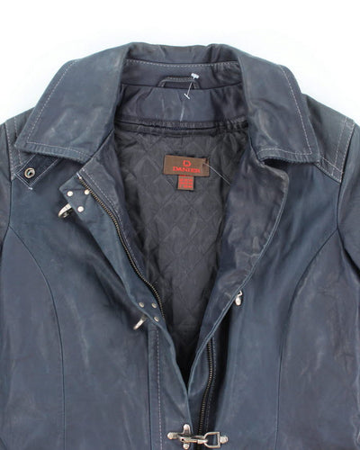 Vintage Danier Blue Clasp Leather Jacket - M