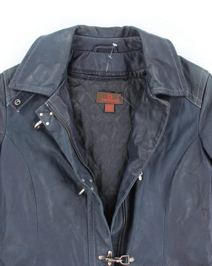 Vintage Danier Blue Clasp Leather Jacket - M