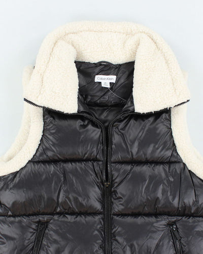 Vintage Y2K Women's Calvin Klein Sherpa Lined Puffer Gilet - M