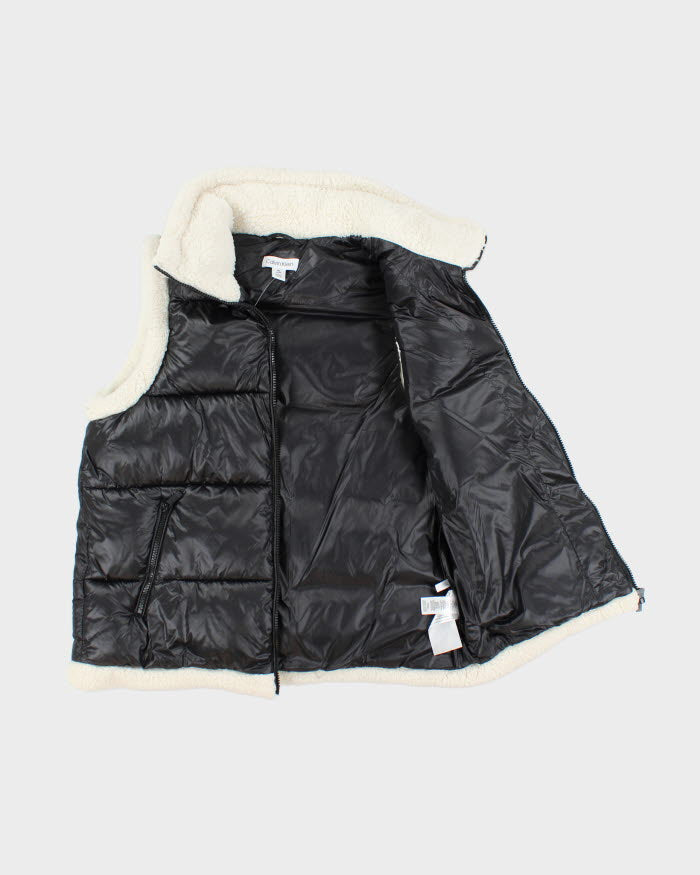 Vintage Y2K Women's Calvin Klein Sherpa Lined Puffer Gilet - M