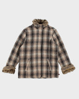 00s Women's Woolrich Wool Blend Faux Fur Collared Coat - L