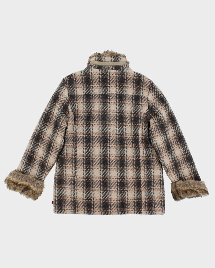 00s Women's Woolrich Wool Blend Faux Fur Collared Coat - L