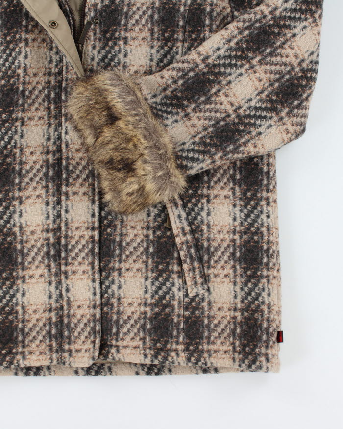 00s Women's Woolrich Wool Blend Faux Fur Collared Coat - L
