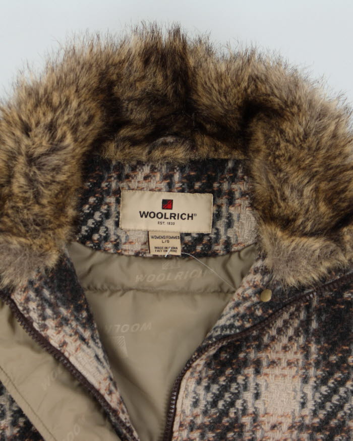 00s Women's Woolrich Wool Blend Faux Fur Collared Coat - L