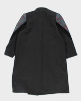 Vintage 80s Black Wool Blend Overcoats - XL