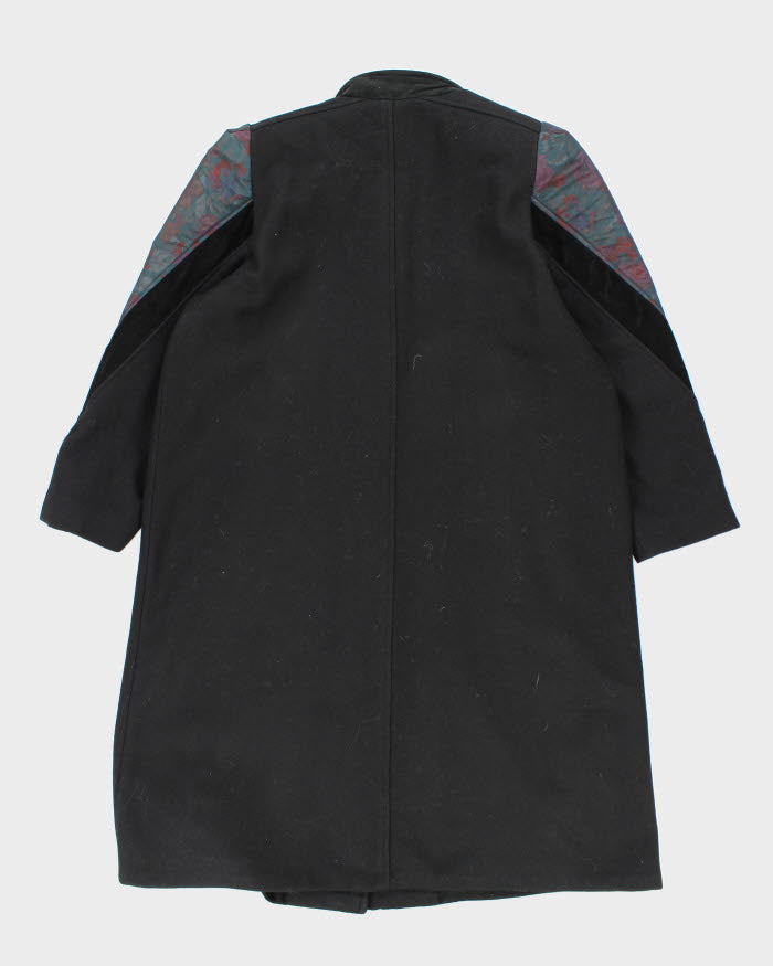 Vintage 80s Black Wool Blend Overcoats - XL