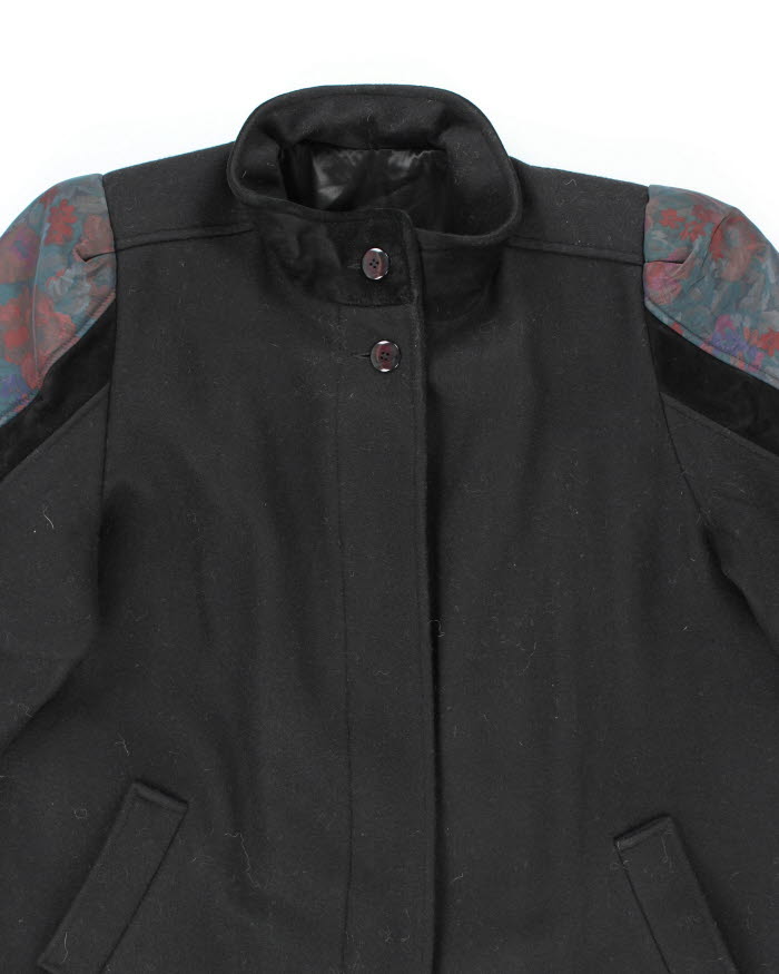 Vintage 80s Black Wool Blend Overcoats - XL