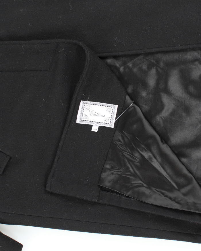 Vintage 80s Black Wool Blend Overcoats - XL