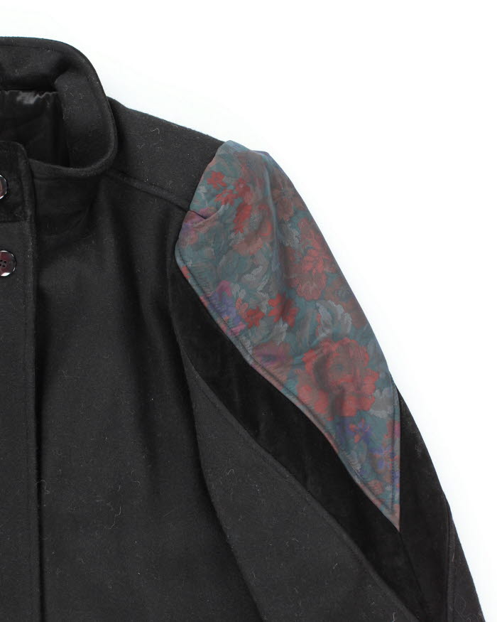 Vintage 80s Black Wool Blend Overcoats - XL