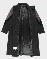 Vintage 80s Black Wool Blend Overcoats - XL