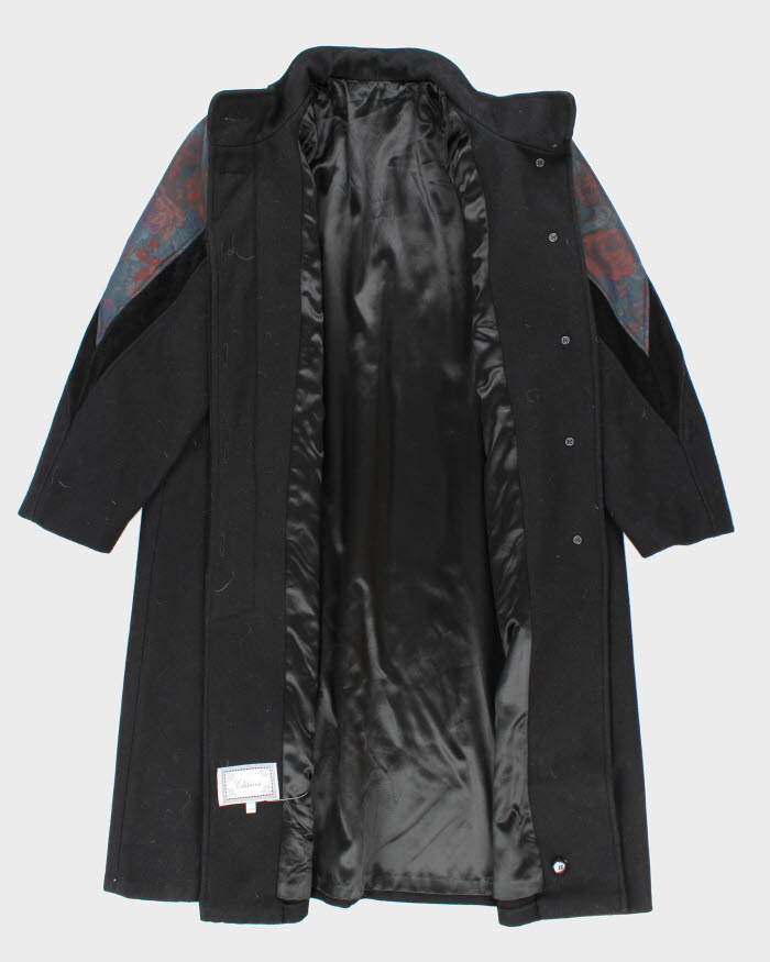 Vintage 80s Black Wool Blend Overcoats - XL