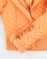 Vintage Women's Y2K Bebe Angora Hooded Puffer Jacket - S