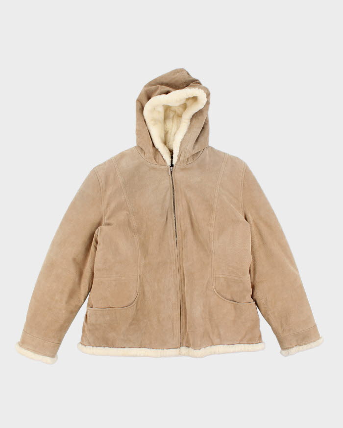 Vintage Weather Tamer Leather Faux Fur Lined Hooded Jacket - L