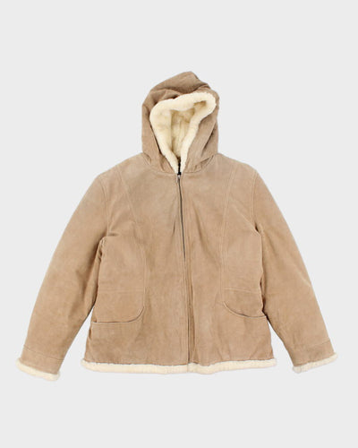 Vintage Weather Tamer Leather Faux Fur Lined Hooded Jacket - L