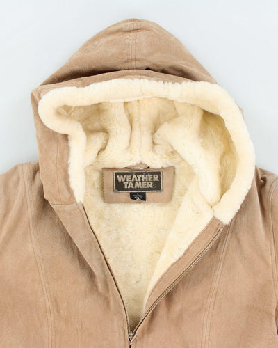 Vintage Weather Tamer Leather Faux Fur Lined Hooded Jacket - L