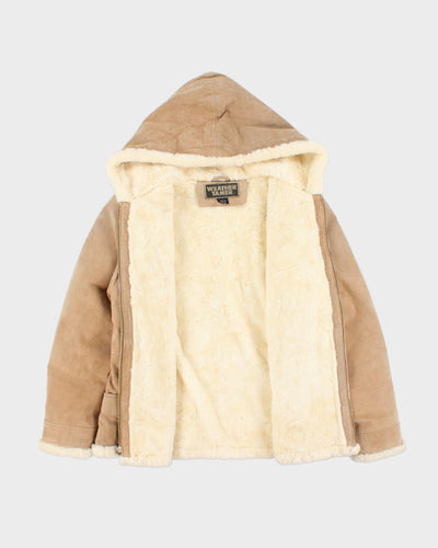 Vintage Weather Tamer Leather Faux Fur Lined Hooded Jacket - L