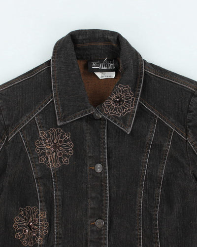 Y2k 00s Miss Alliage Beaded Denim Jacket - M