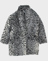 Y2k 00s Le Chateau Leopard Print Faux Fur Coat - L