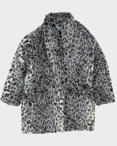 Y2k 00s Le Chateau Leopard Print Faux Fur Coat - L
