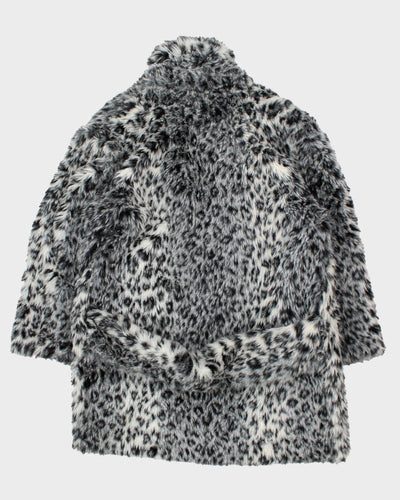 Y2k 00s Le Chateau Leopard Print Faux Fur Coat - L