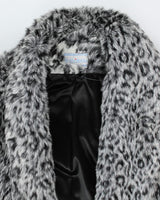 Y2k 00s Le Chateau Leopard Print Faux Fur Coat - L