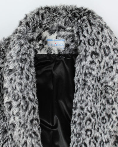 Y2k 00s Le Chateau Leopard Print Faux Fur Coat - L