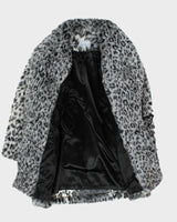 Y2k 00s Le Chateau Leopard Print Faux Fur Coat - L