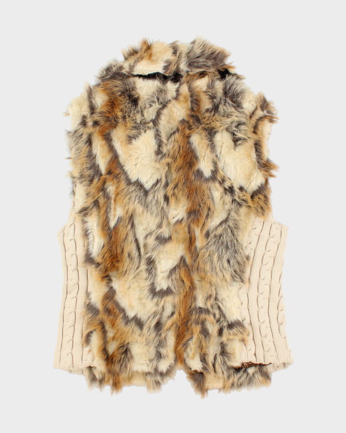 Y2k 00s Guess Faux Fur Knit Gillet - L