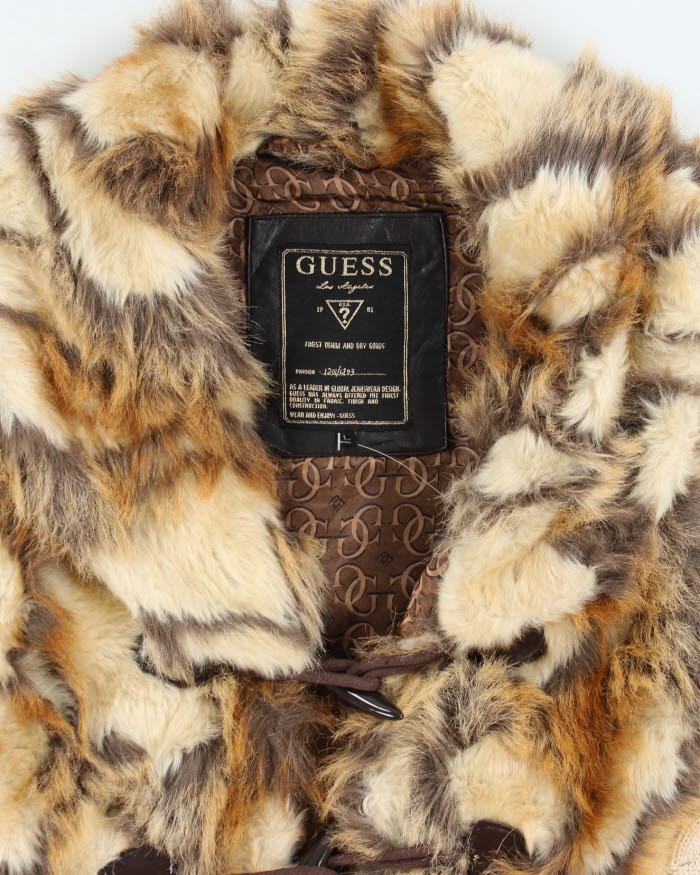 Y2k 00s Guess Faux Fur Knit Gillet - L