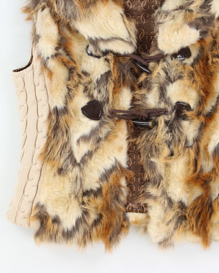 Y2k 00s Guess Faux Fur Knit Gillet - L