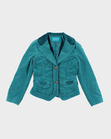 Y2k 00s Banila B Turquoise Corduroy Blazer Jacket - XS