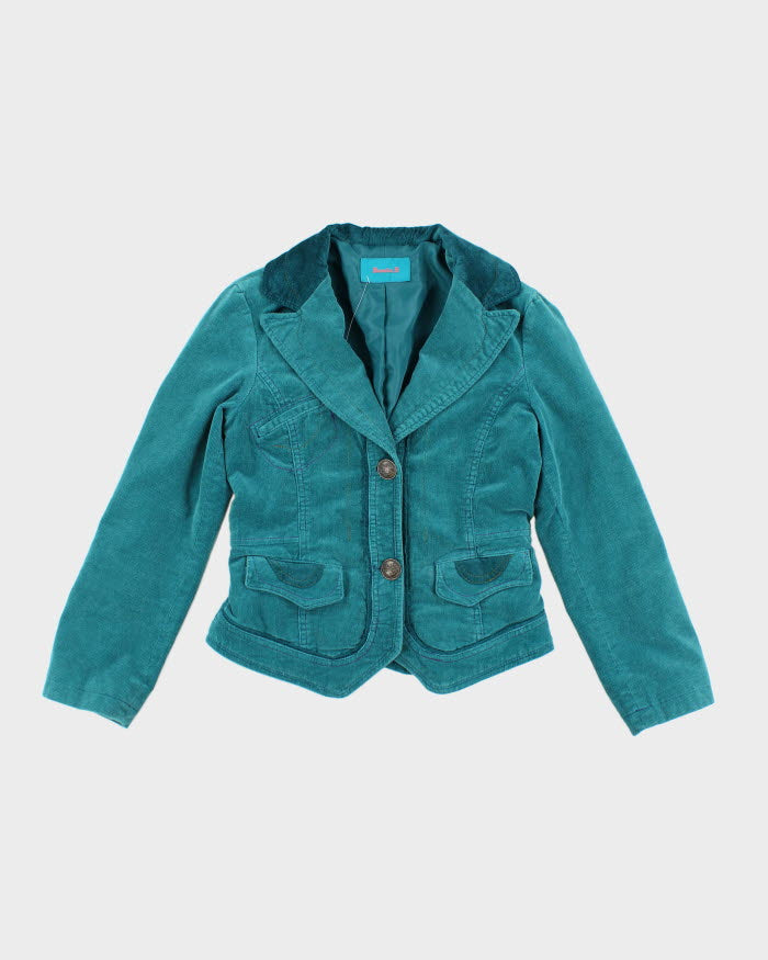 Y2k 00s Banila B Turquoise Corduroy Blazer Jacket - XS
