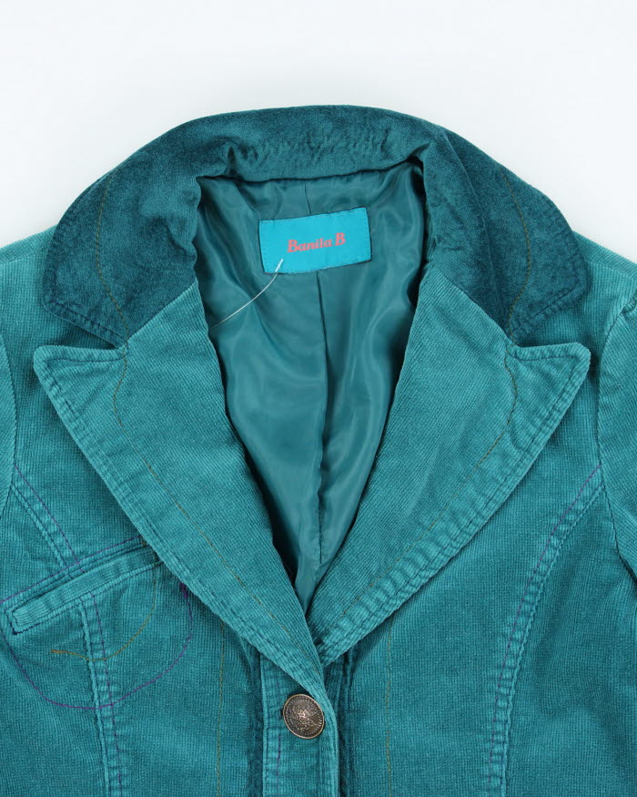 Y2k 00s Banila B Turquoise Corduroy Blazer Jacket - XS