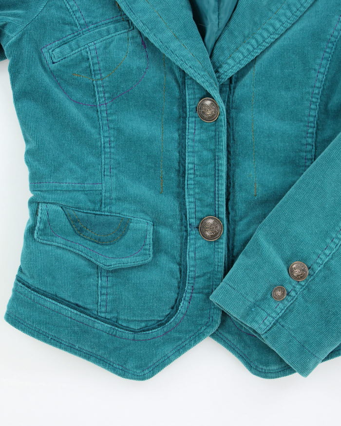 Y2k 00s Banila B Turquoise Corduroy Blazer Jacket - XS