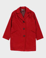 Vintage Anne Klein Red Wool &amp; Cashmere Blend Coat - XS