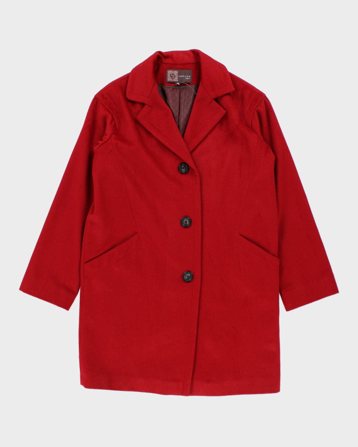 Vintage Anne Klein Red Wool &amp; Cashmere Blend Coat - XS