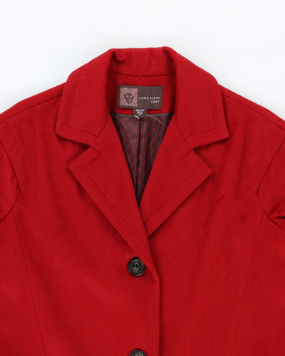 Vintage Anne Klein Red Wool & Cashmere Blend Coat - XS