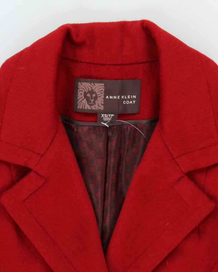 Vintage Anne Klein Red Wool &amp; Cashmere Blend Coat - XS