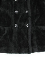Vintage 70s White Stag Black Faux Fur Coat - L