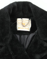 Vintage 70s White Stag Black Faux Fur Coat - L