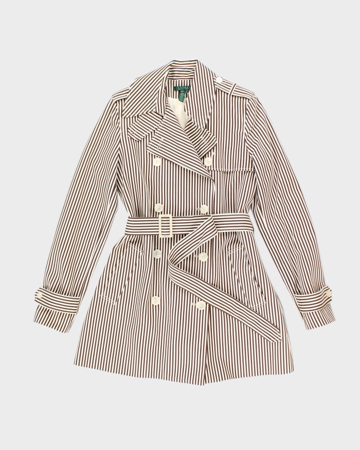 Vintage Ralph Lauren Belted Striped Coat - M