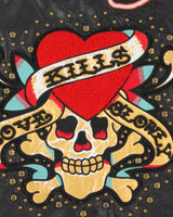Rare Ed Hardy x Avirex Patched and Embroidered Leather Jacket - M