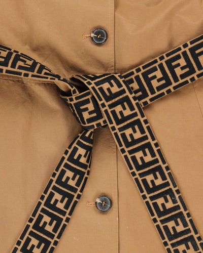 Vintage Fendi Embroidered Long Overcoat - L