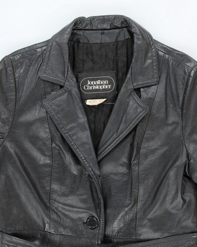 Vintage 90's Women's Heavyweight Double Breasted Leather Jacket - L