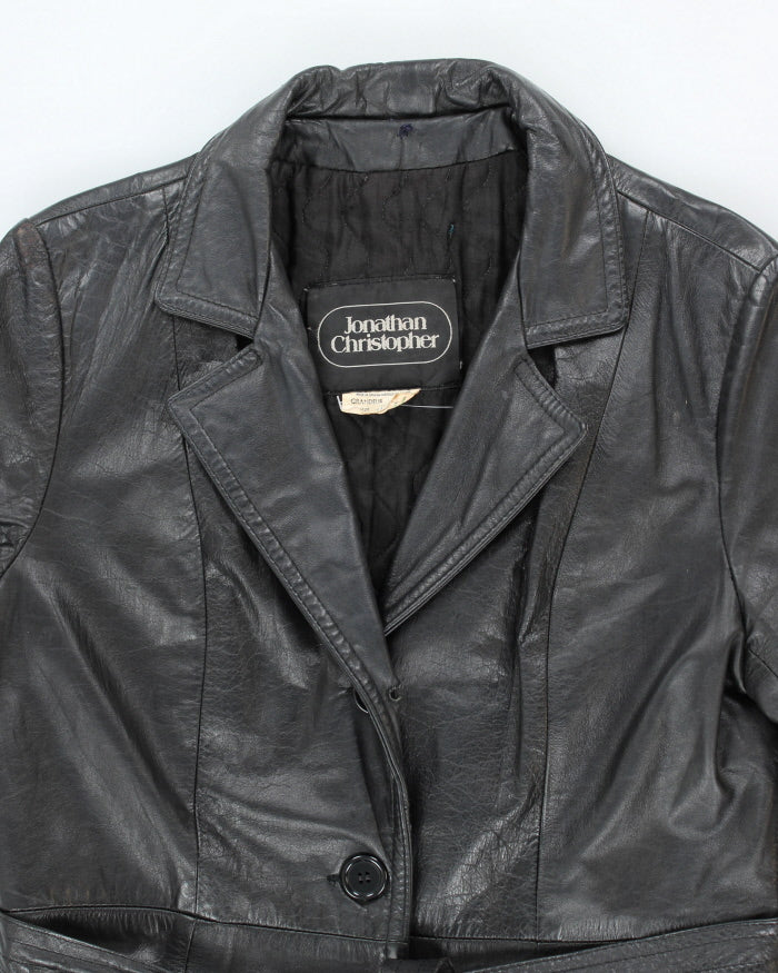 Vintage 90's Women's Heavyweight Double Breasted Leather Jacket - L