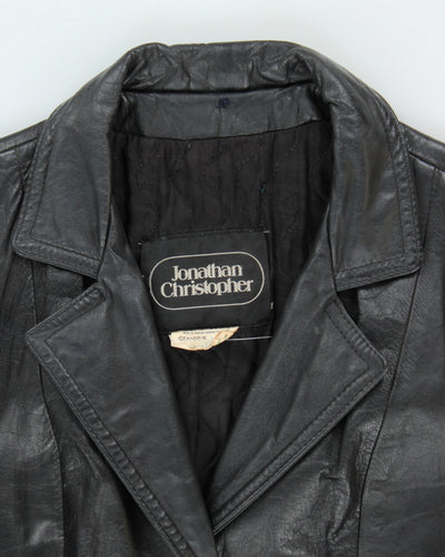 Vintage 90's Women's Heavyweight Double Breasted Leather Jacket - L